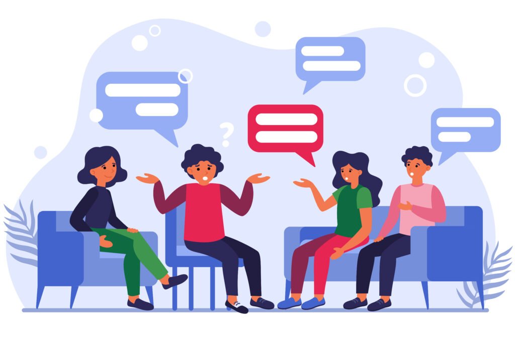 Group therapy flat vector illustration